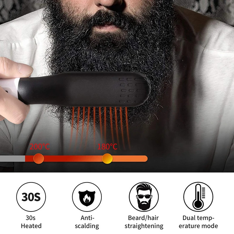 Electric Comb Straightener Multifunctional Quick Heated Men Beard Care Brush Beard AntiScald Straightener Comb Hair Tools 251027