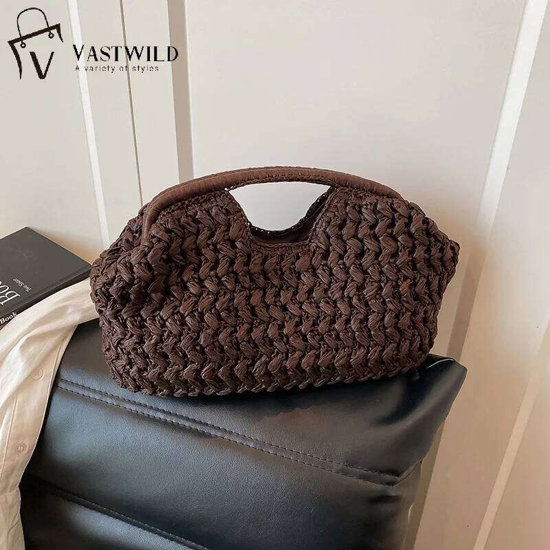 Elegant Ladies Chain Woven Handbag Straw Shoulder Fashionable Raffia Crossbody Beach Summer Versatile Women's Bag