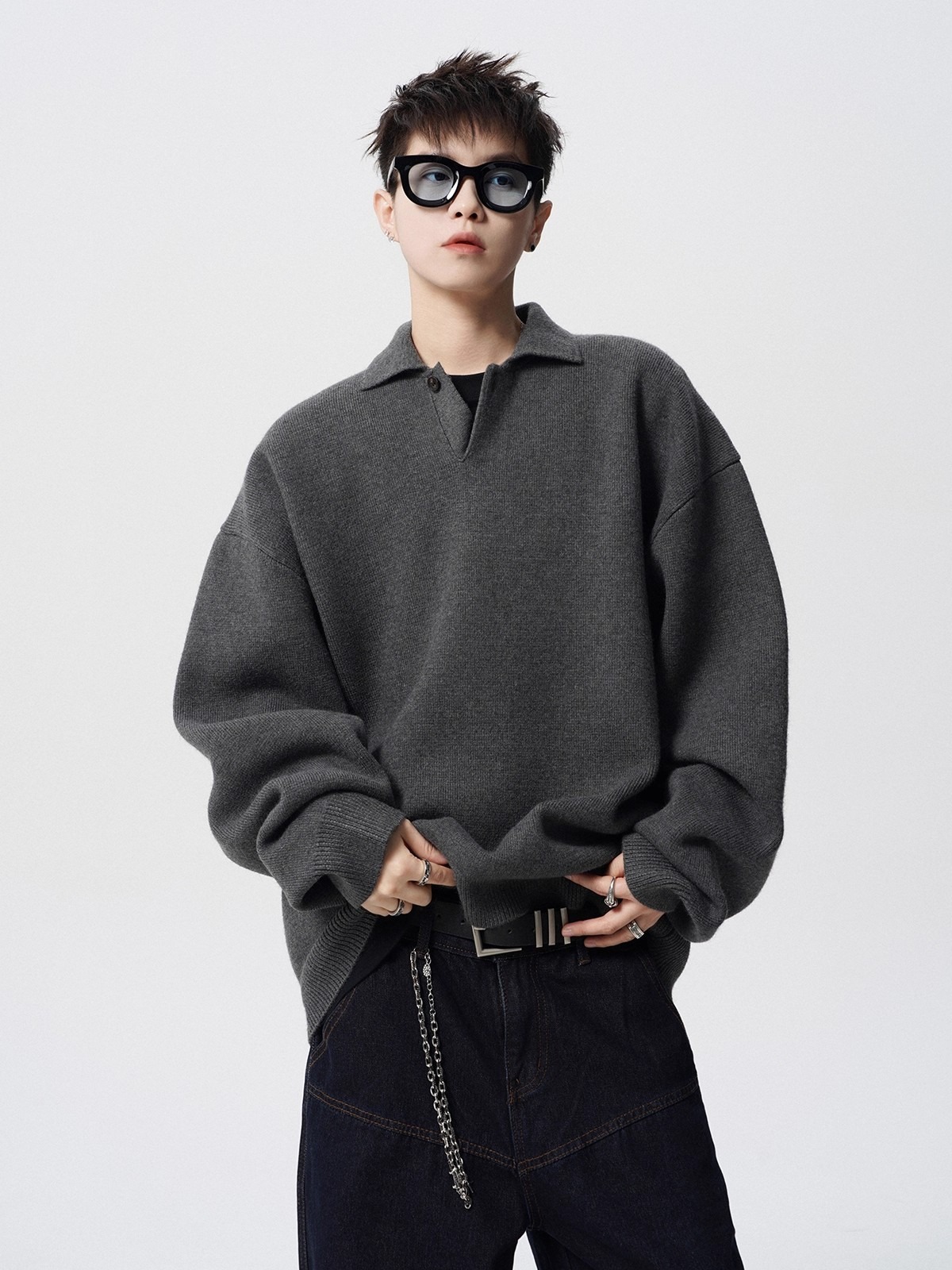 High-end Polo Collar Sweater For Men Spring Designer Sweater And Autumn Trendy Brand Casual BF Solid Color Knitwear American Style Versatile Couple To