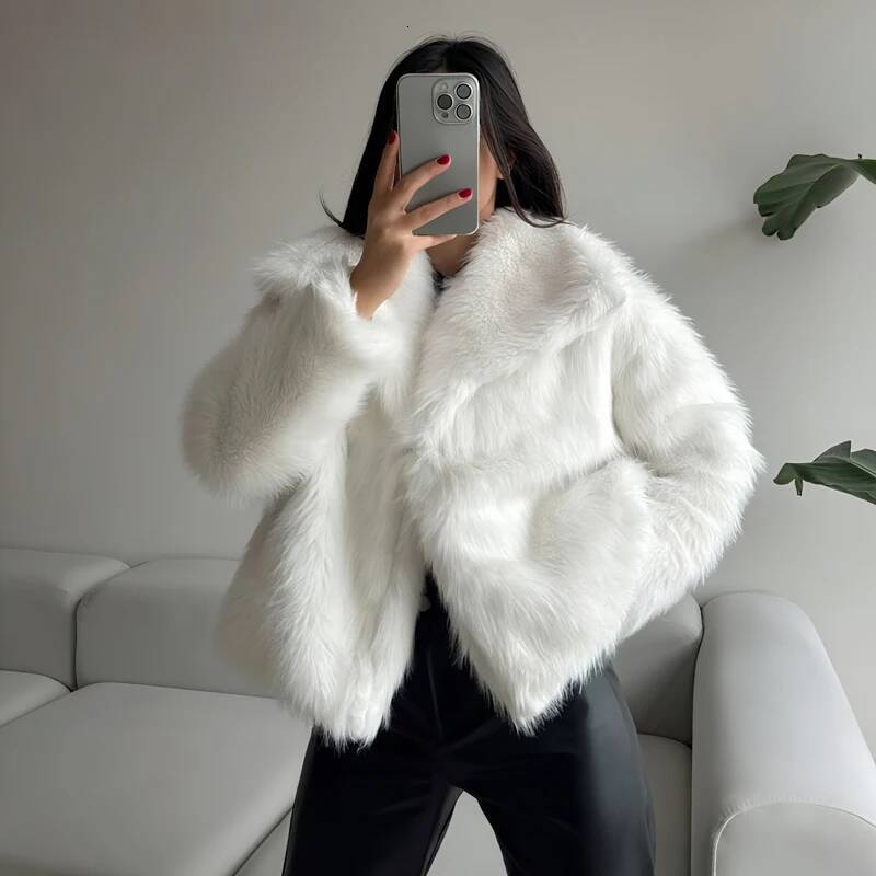 winter jacket women MUJER Faux Fur Coat Plush Fluffy Women's Jacket Woman Autumn Winter New in Outerwears White Red Gray Black Blends Coats