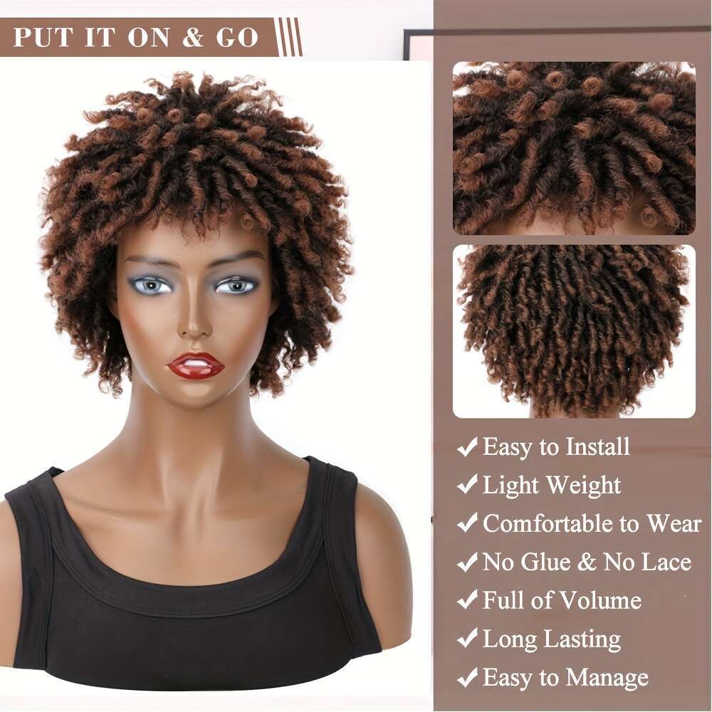 Faux Braid Wigs For Short Afro Locs Dreadlock Twist Braided Dreads Wig