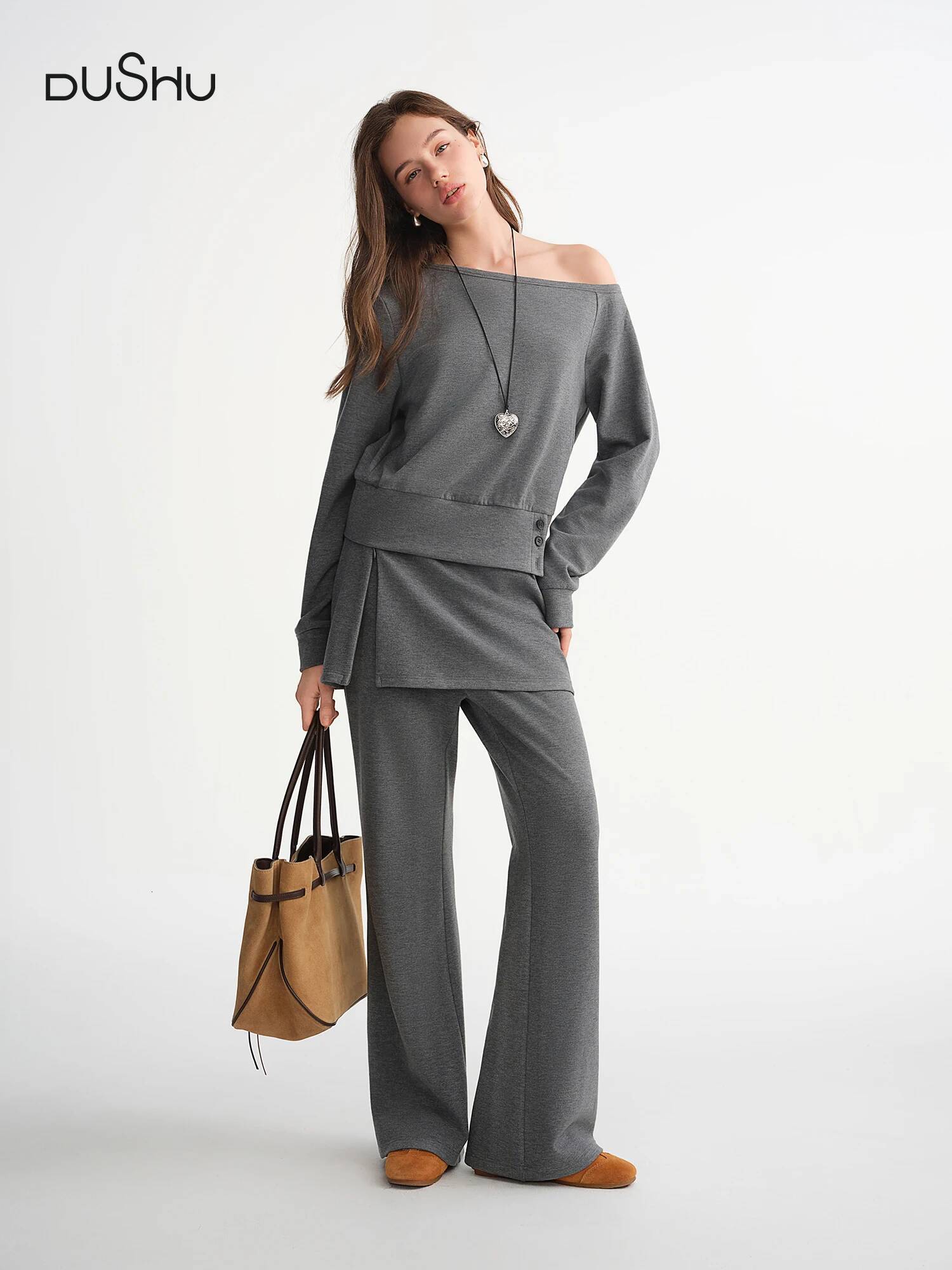 winter jacket women DUSHU Plus Size Women's Off-Shoulder Hoodie Two-Piece Fashion Set with Unique Design Fall Winter Style Fantasy Collection