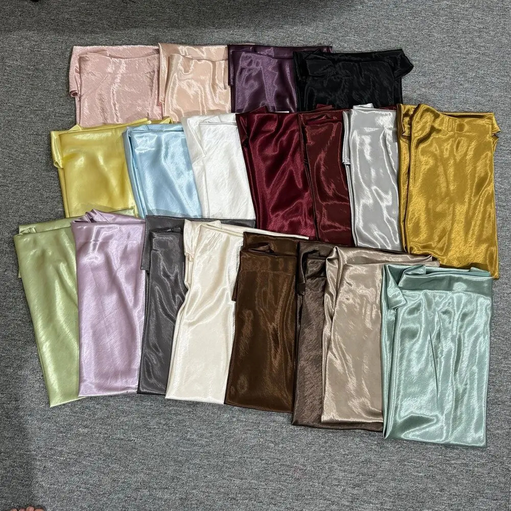 19 Colors 2026 In Women Spring Summer Gloss Satin Long Skirts Female Fashion Elegant High Waist Faldas 251027
