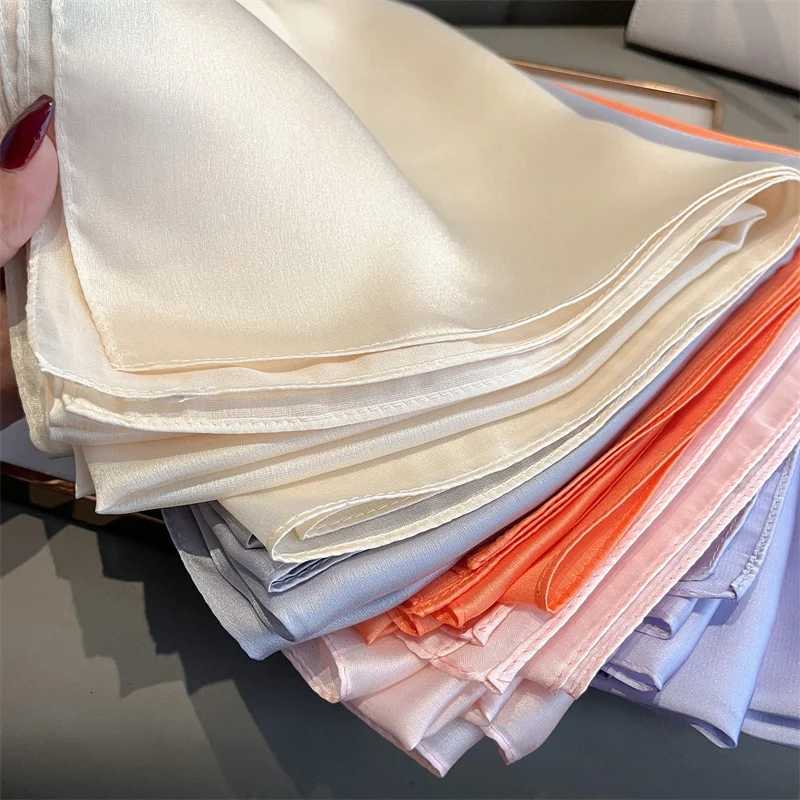 Luxury Brand Solid Silk Scarf Wen Fashion Quality Soft Scarves Fa Shawls Foard Bandana Beach Coverups WrapsW251027