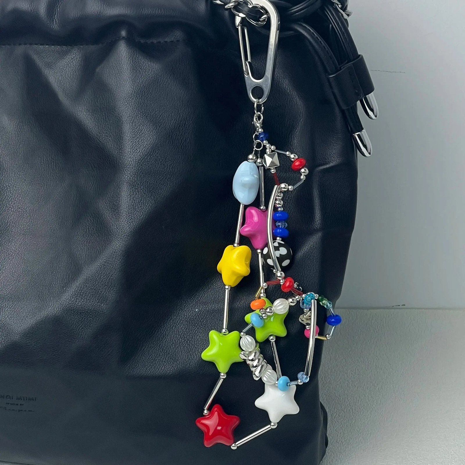 DIY handmade keychain Romantic heart shaped bag pendant Colorful Stars decorate 251023