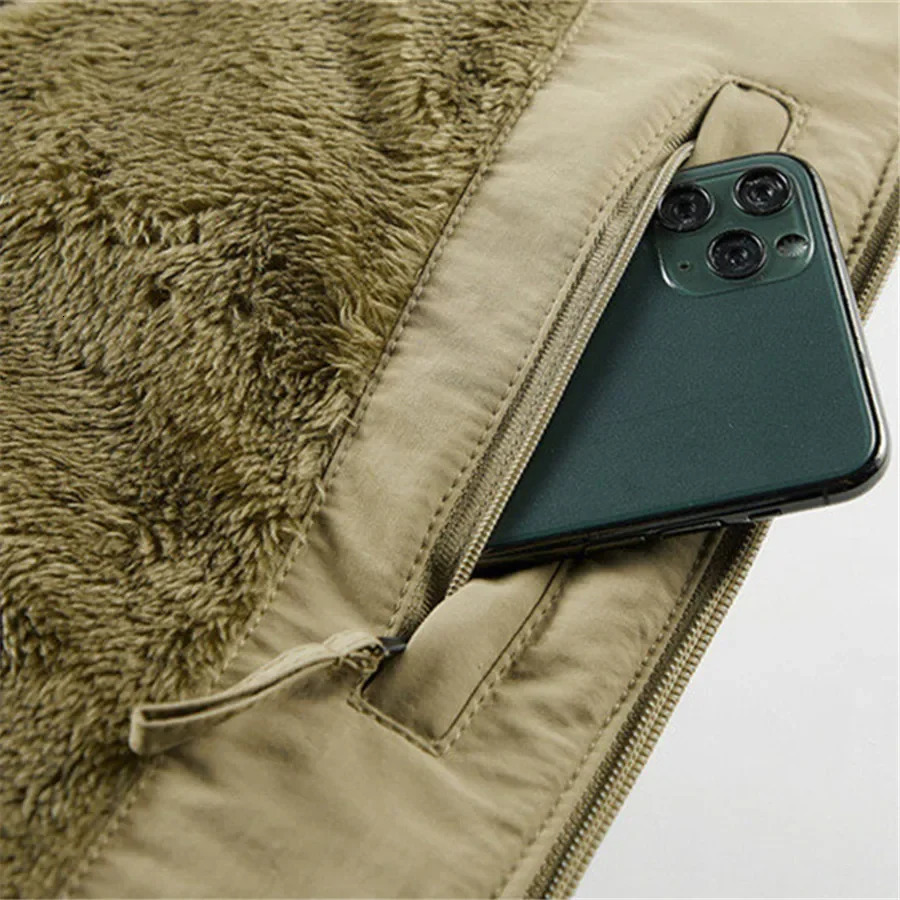 Mens Cargo Vest Winter Thick Fleece Warm Sleeveless Jacket Solid Color Tactical Coat Men Pockets Work Waistcoat 6XL 251024