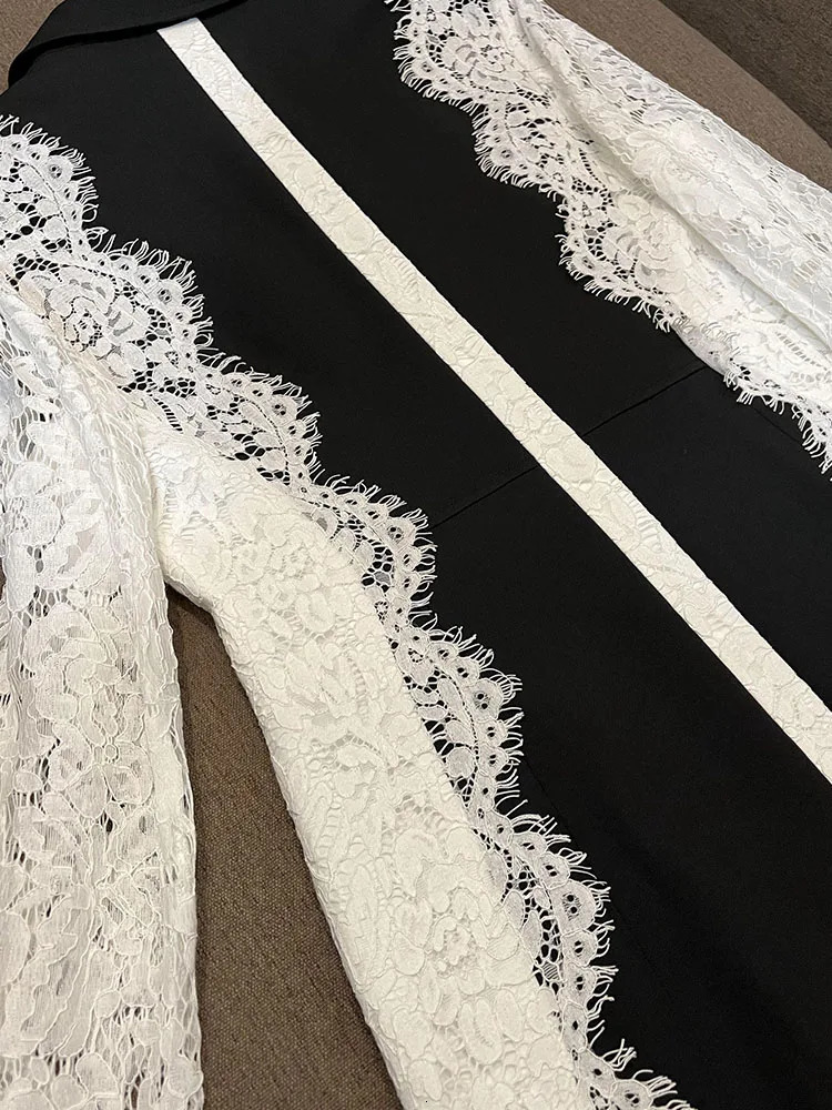 HIGH STREET est Fashion ner Jacket Womens Stylish Color Block Lace Patchwork Blazer 251027