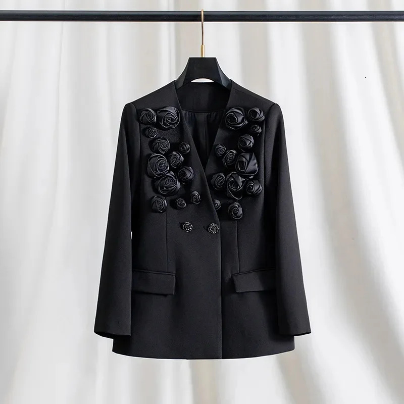 Korean Fashion HighQuality Women Blazer Autumn Vneck Loose Long Sleeve Temperament Casual Blazers Jackets Female Outerwear 251027