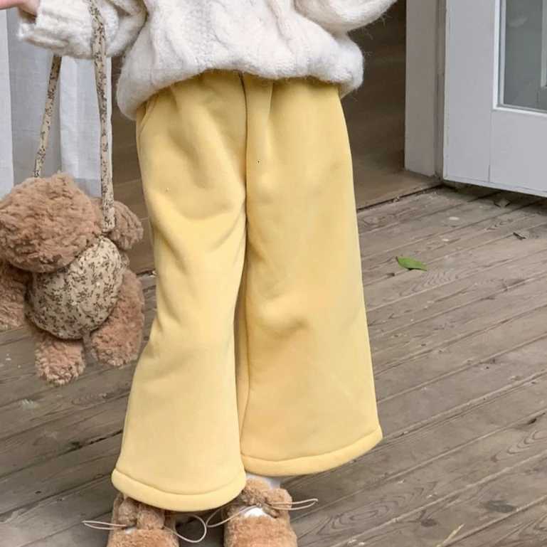 Girl Pants 2025 Autumn and Winter New Childrens Clothing Korean Style Girl Baby Fashion Plus Velvet Plus Thick Pants SimpleT251027