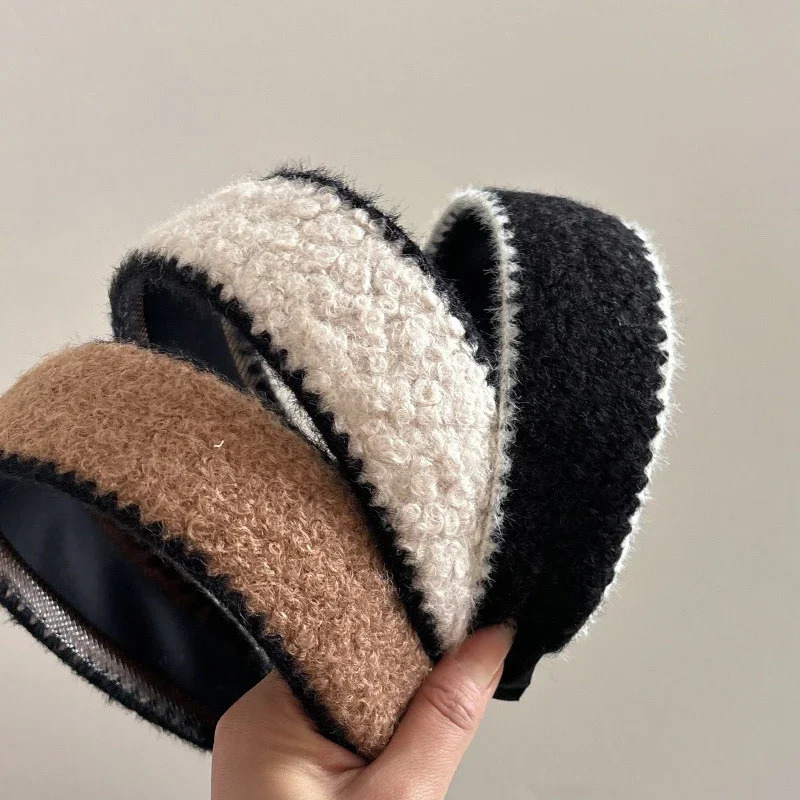 Fashion Wide Curly Plush Hair Hoop Hair Bands for Women Girls French Style Fleece Headbands Hairband Hair Accessories Headwear 251023