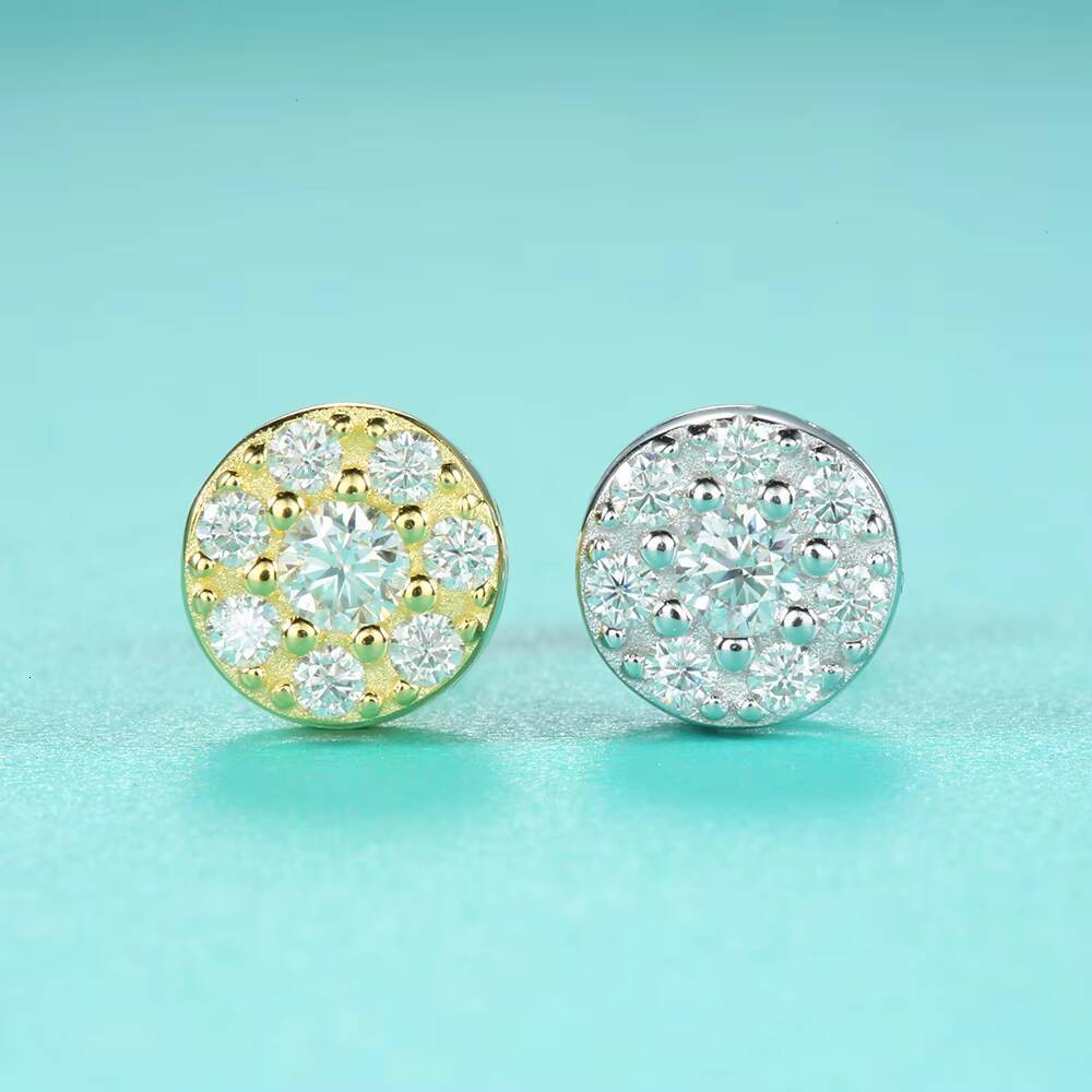 Fashion Luxury Jewelry Iced Out Earrings 925 Silver Gold Plated Pass the Diamond Test Moissanite Stud Earring for Women