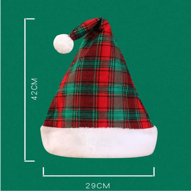 Snowflake Christmas Hat Red And Black Checkerboard Patterned Warm Plush Ball Christmas Hat Christmas Party Decoration GiftW251027