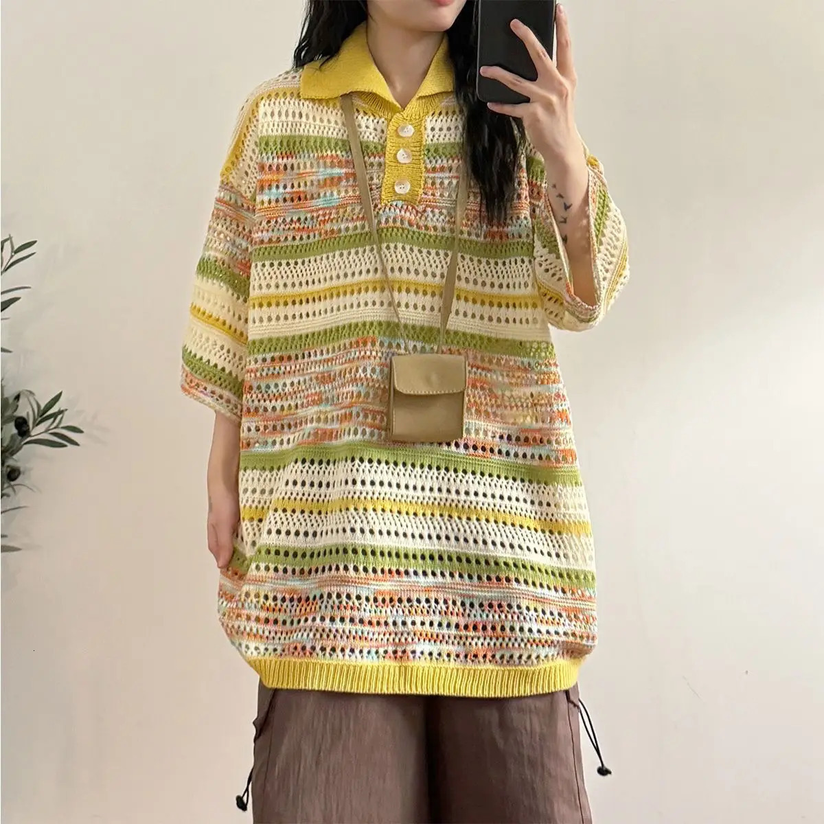 Female Tee Baggy Striped Stripe Gradient Womens Polo Shirts Korean Clothing Fashion 2025 Original Synthetic Youth Tshirts 251027