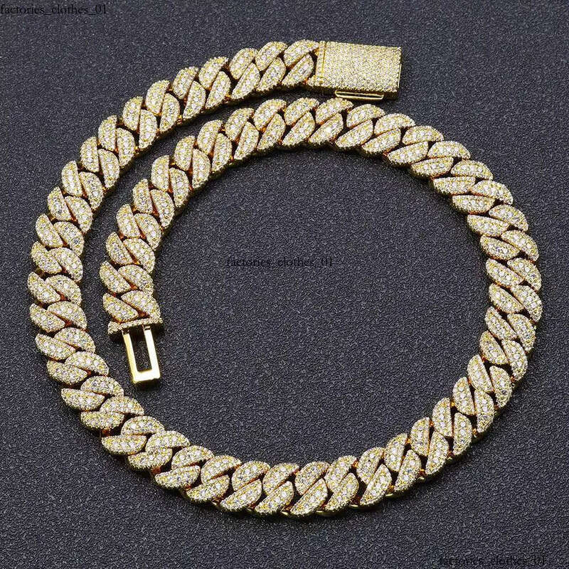 NUOYA 14MM Miami Cuban Link Chain Necklace Custom Iced Out Dia Sier Plated Hip Hop Jewelry