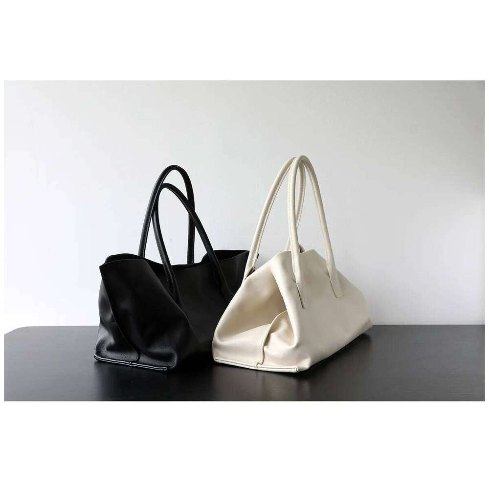 Euro Beige Black Color Large Capacity Trapeze Tote Full Grain Cowhide Leather Women Handbag Huge Commuter Tall Ladies