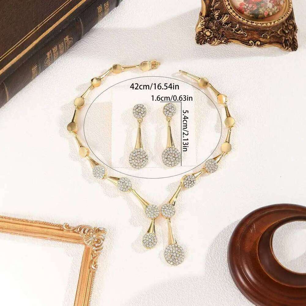 Necklace Earrings Exquisite Set Golden Quiet Elegant Bridal Banquet Jewelry Gifts For Women