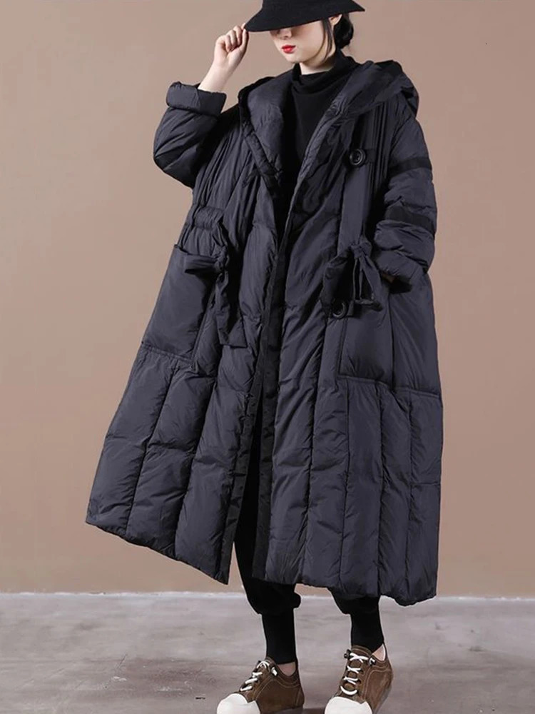 Winter Womens Down Parka Oversized Sonw Coat Ultra Light Warm Long Female Puffer Jacket Windproof Outwear 251027