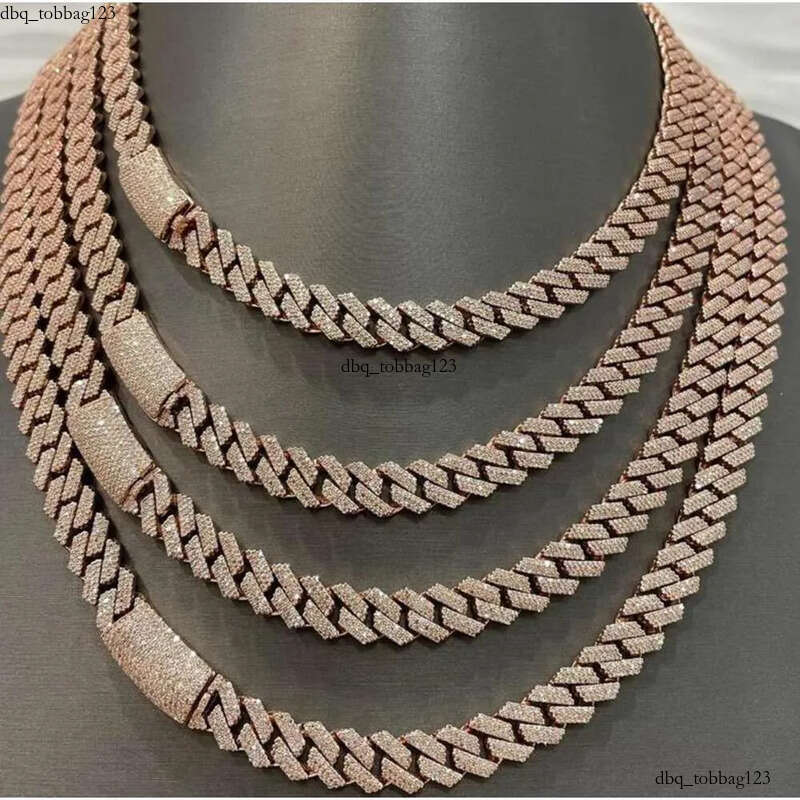 Iced Out Mens Women sterling Sier 10MM Hip Hop Moissanite Cuban Link Chain Necklace