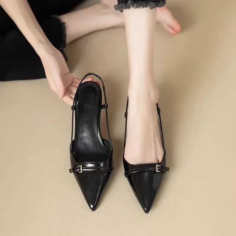Hot Sale Pointed Toe Sexy Mid Heels Party Shoes Women Sandals Designer Summer Brand Pumps Slingback Casual Shoe Dress SlippersXJ251027