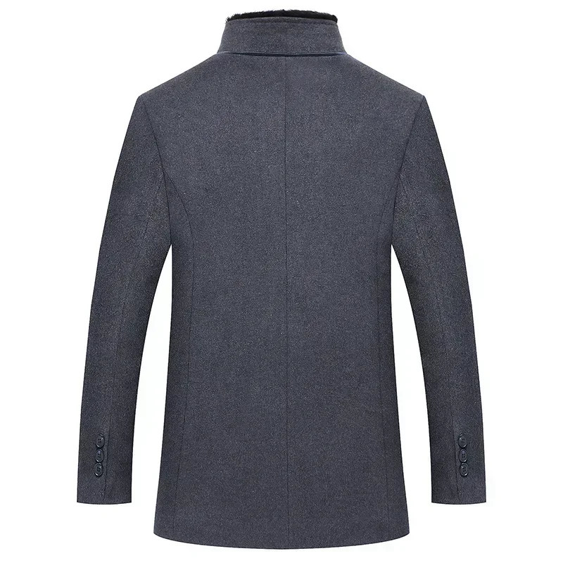 Winter Men Business Casual Woolen Blends Fur Collar Male Cashmere Trench Coats High Quality Overcoats Warm Jackets Size 3XL 251020
