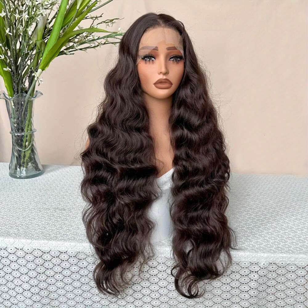 13X6 Loose Wave Brown Body Hairpiece With Transparent Lace Front - Suitable For Daily Wear