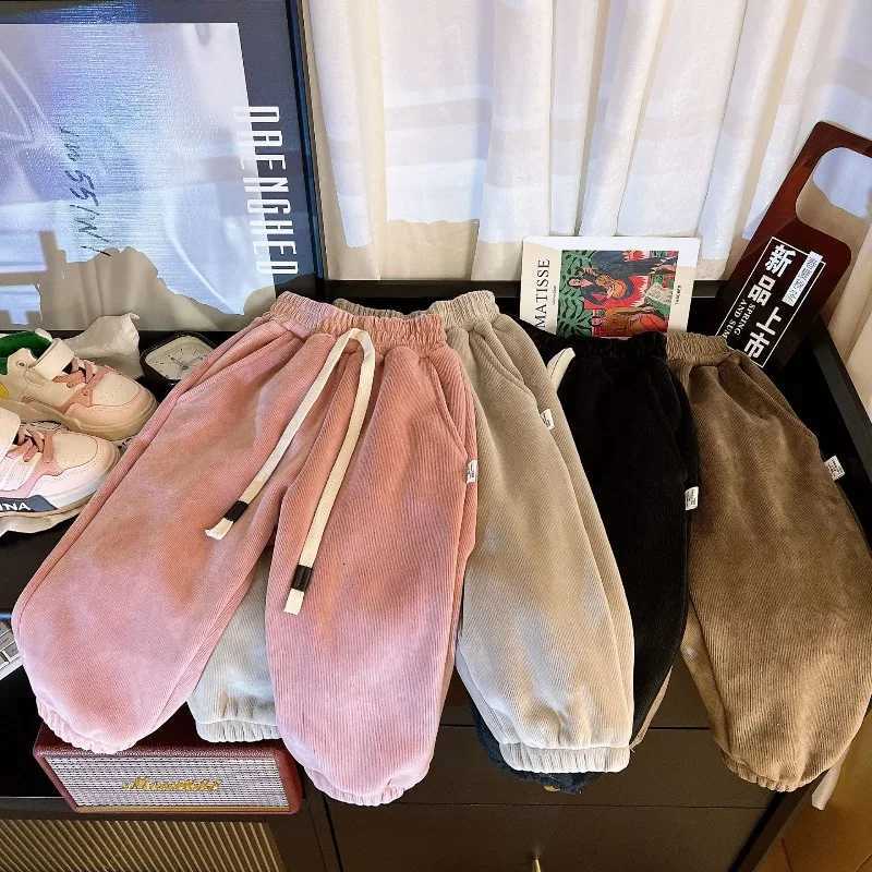 Childrens Fleece Pants Autumn Winter New Style Korean Childrens Versatile Soft Jogger Pant Baby Boys and Girls TrousersT251027