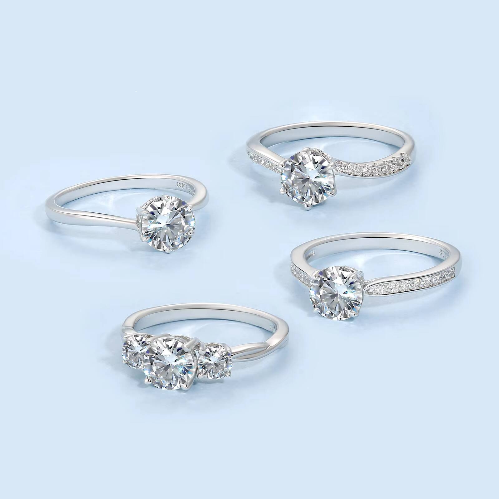 Wedding Engagement Promise Ring Mens Diamond Jewelry White Gold Plated Solid 925 Sterling Silver Moissanite Stone Women Rings