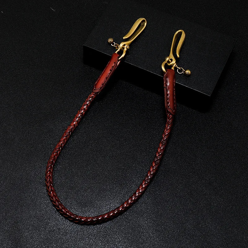 Classic Punk Style Genuine Leather Biker Keychain Jeans Chain Handmade Wallet Chain Waist Chain Mens Rock Clothing Accessories 251023