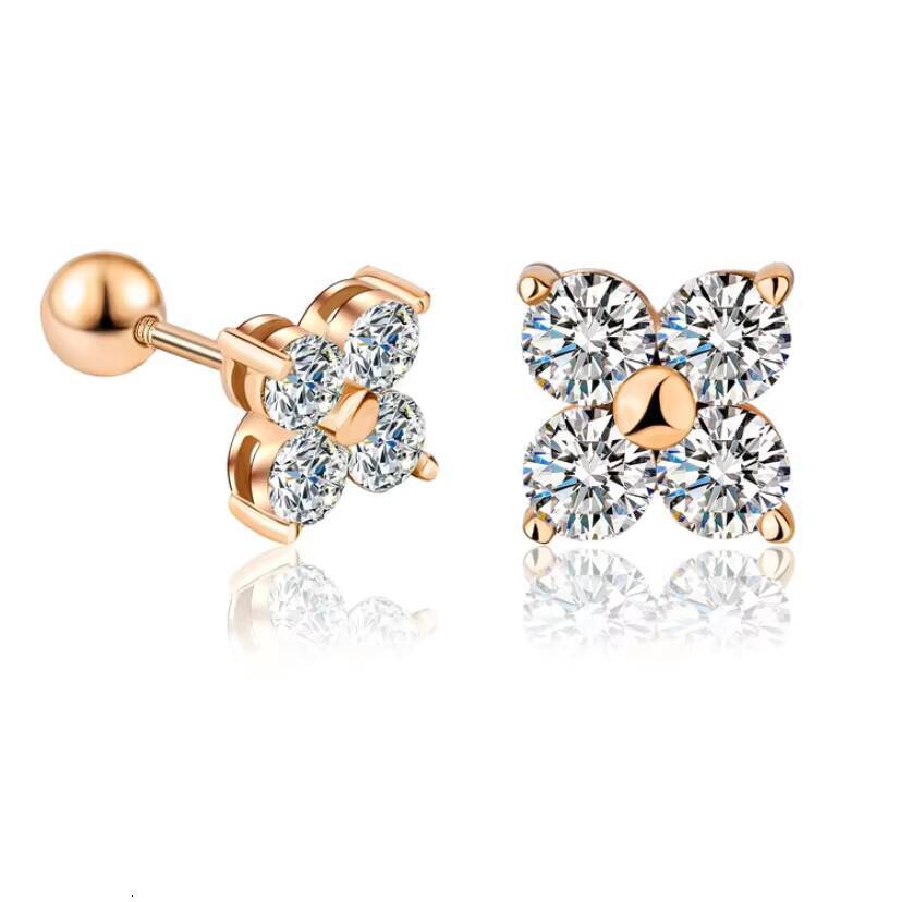 S925 Sterling Silver Clover Diamond Earrings Set with VVS Moissanite Fashionable and Luxurious Womens Stud Earrings