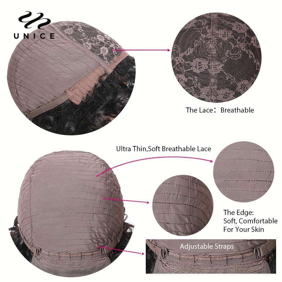 Unice Short Loose Curly Brazilian Bouncy Waves Pixie Cut Fluffy Curls Bob Wig For Women Human Hair Wigs