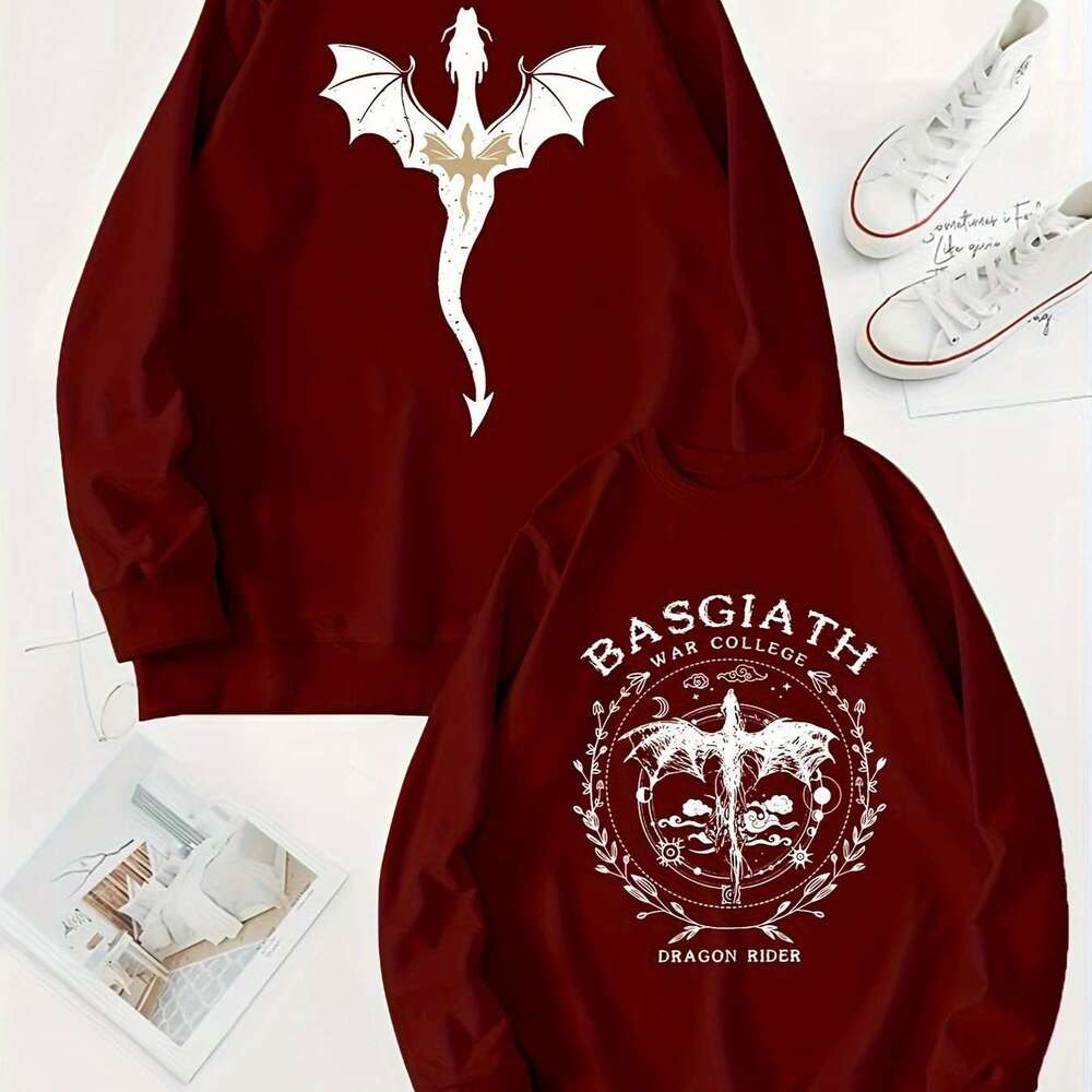 Basgiath War College 2-sided Sweatshirt Fourth Wing Comfort Gift for Book Lover Long Sleeve Fleece Sweatshirt Y2K Streetwear