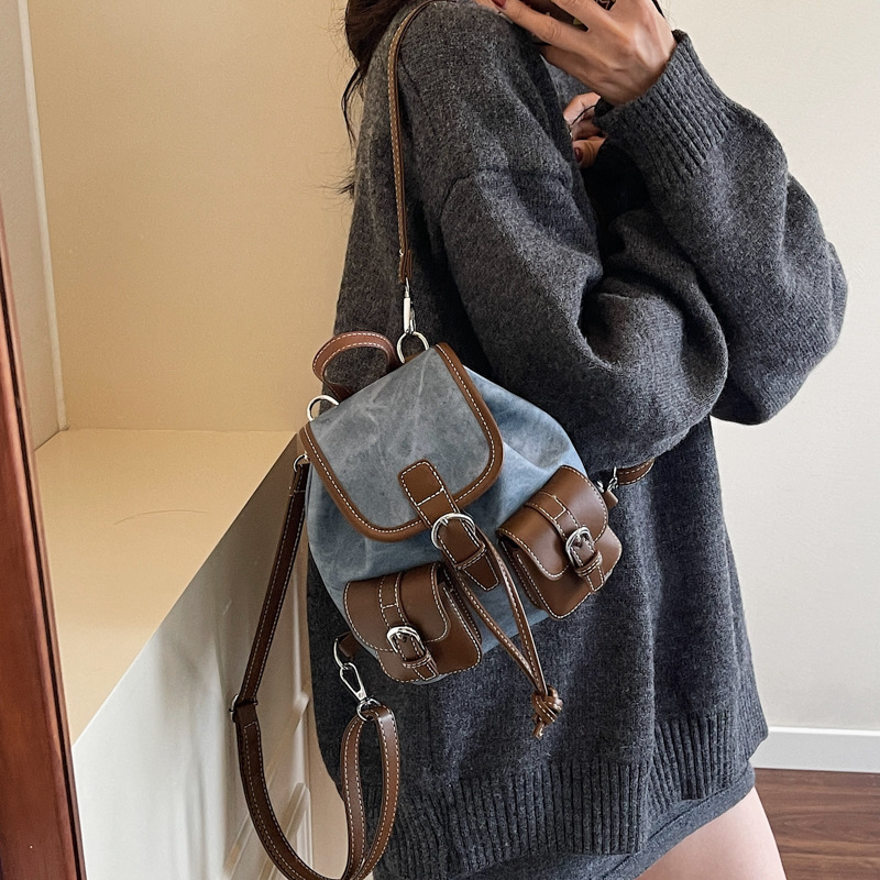 Free shipping designer bag New Autumn Winter Casual Color-Block Large Capacity Backpack for Women Niche Commuter Versatile Backpack