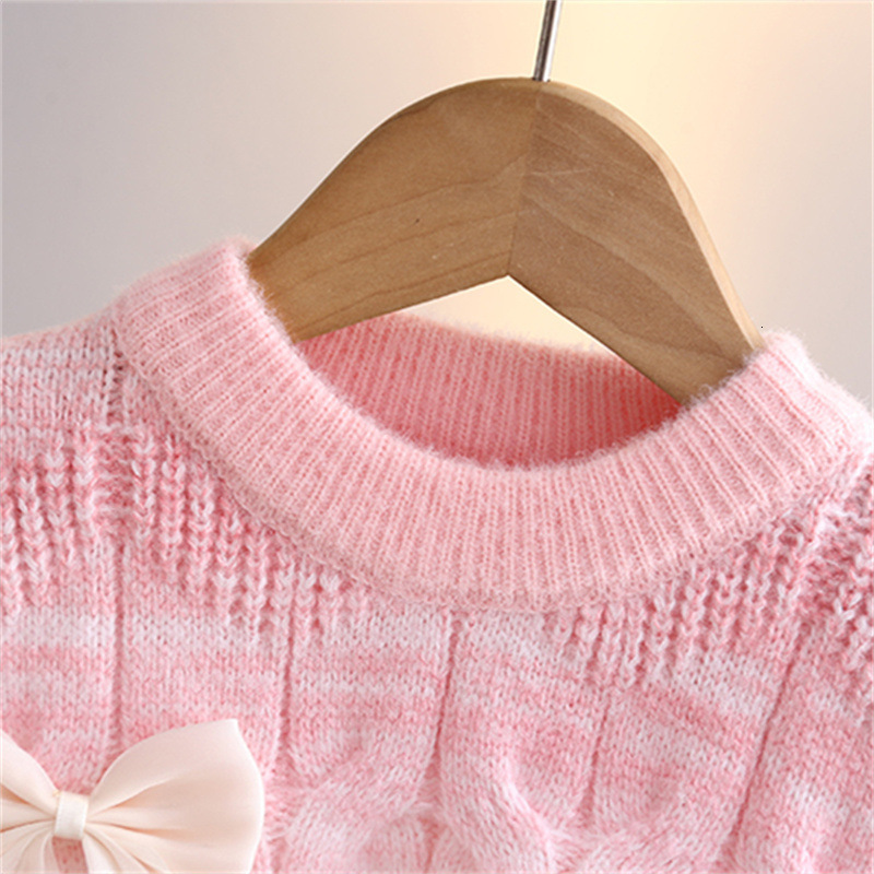 New Girl's Sweater Gradient Rainbow Thickened Wool Autumn/Winter Children's Knitted Sweater Designer Baby Girl Basic Shirt