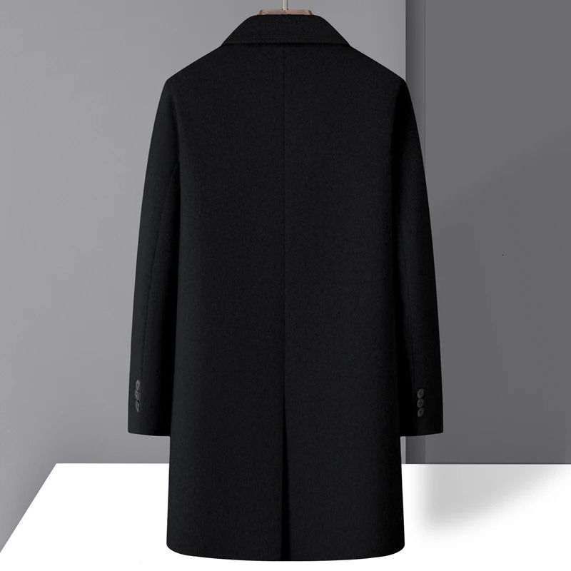 Highquality mens fashionable stylish and versatile solidcolor casual long woolen overcoat wool 251016