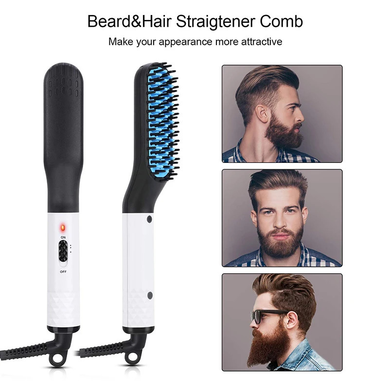 Comb Straightener Electric Negative Ion Heating Comb For Men Beard Hair Straightening Brush Wet Dry Use Quick Hair Styler 251027