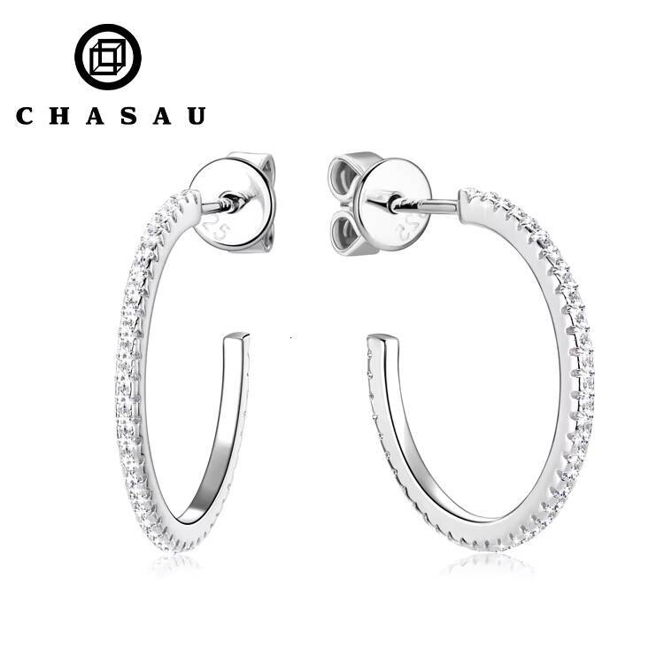 Moissanite Silver 925 Earrings Simple Big Half Circle Drop Piercing Ear Jewelry Open C Hoop Stud Earrings for Women