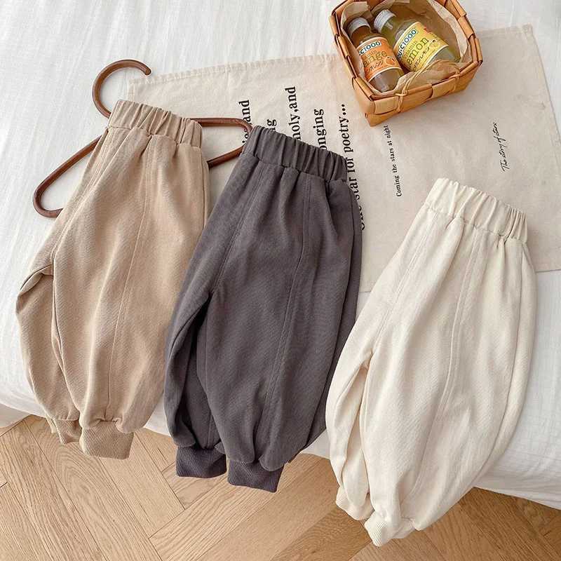 2024 Spring Simple Loose Toddler Boys Girls Pants Unisex Solid Infant Kids Jogger Trousers for Girl Stretch Children Sport PantsT251027
