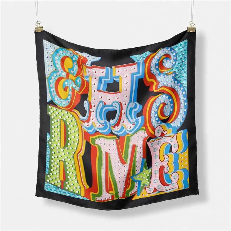 Twill Silk Scarf Wan tters Painting Square Scarves Wraps Bandana Small Hijab Silk Foards Tie band Neckerchi 53CMW251027