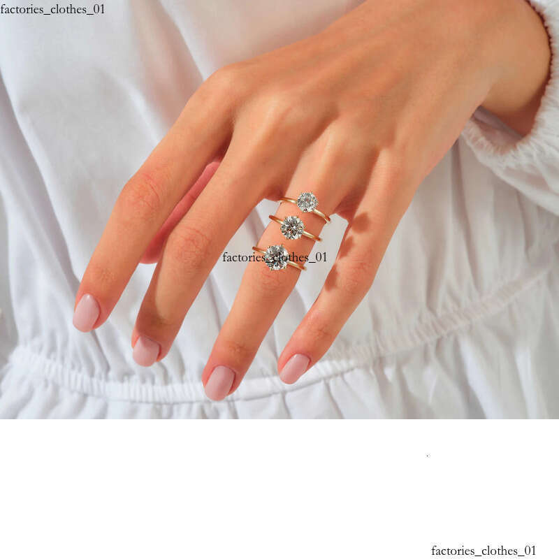 6 Prong Round Engagement Sier Ring/14k Solid Gold 3 Carats Solitaire Moissanite Ring For Wedding