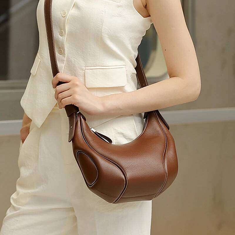 Burminsa Genuine Leather Underarm Shoulder Bags For Women 2025 Designer Crescent Crossbody Purses Hobo Ladies Handbags