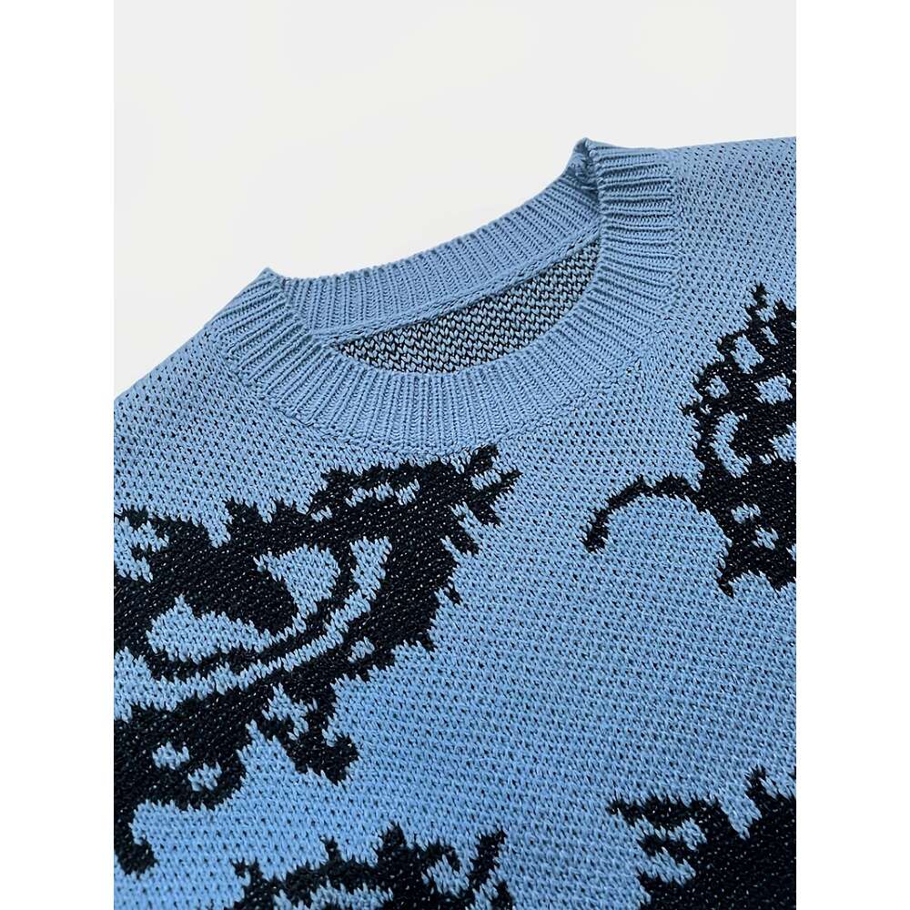 Women's Y2k Punk Eye Print Loose-Fit Long Sleeve Sweater - Black White Top, Round Neck Casual Streetwear For Fall & Winter, Autumn Winter Apparel