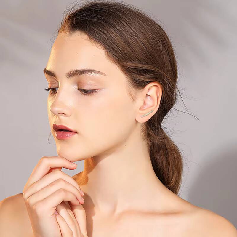 Fine Jewelry Original 925 Sterling Silver Long Ear Cuff D030CT Moissanite Bar Earrings for Women Girls