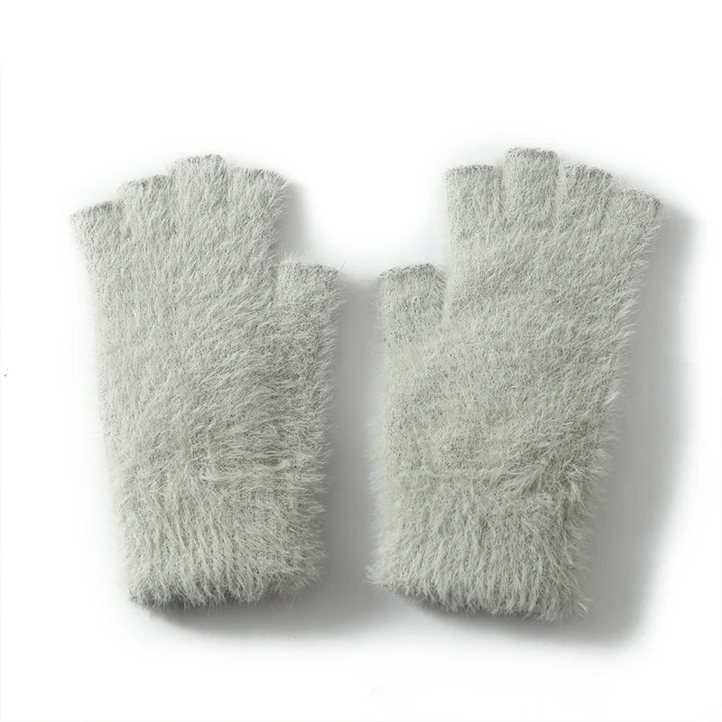 100 Mink Cashmere Mens and Womens Mittens Winter Womens Warm Stretch Knit Halffinger Gloves Classic Womens Gloves 251024