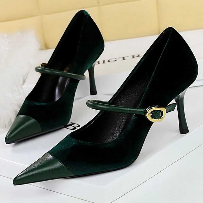 BIGTREE Shoes New Buckle Design Women Pumps Pointed Shoes High Heels Suede Stilettos Heels 7cm 10cm Ladies Shoes Large Size 43XJ251027
