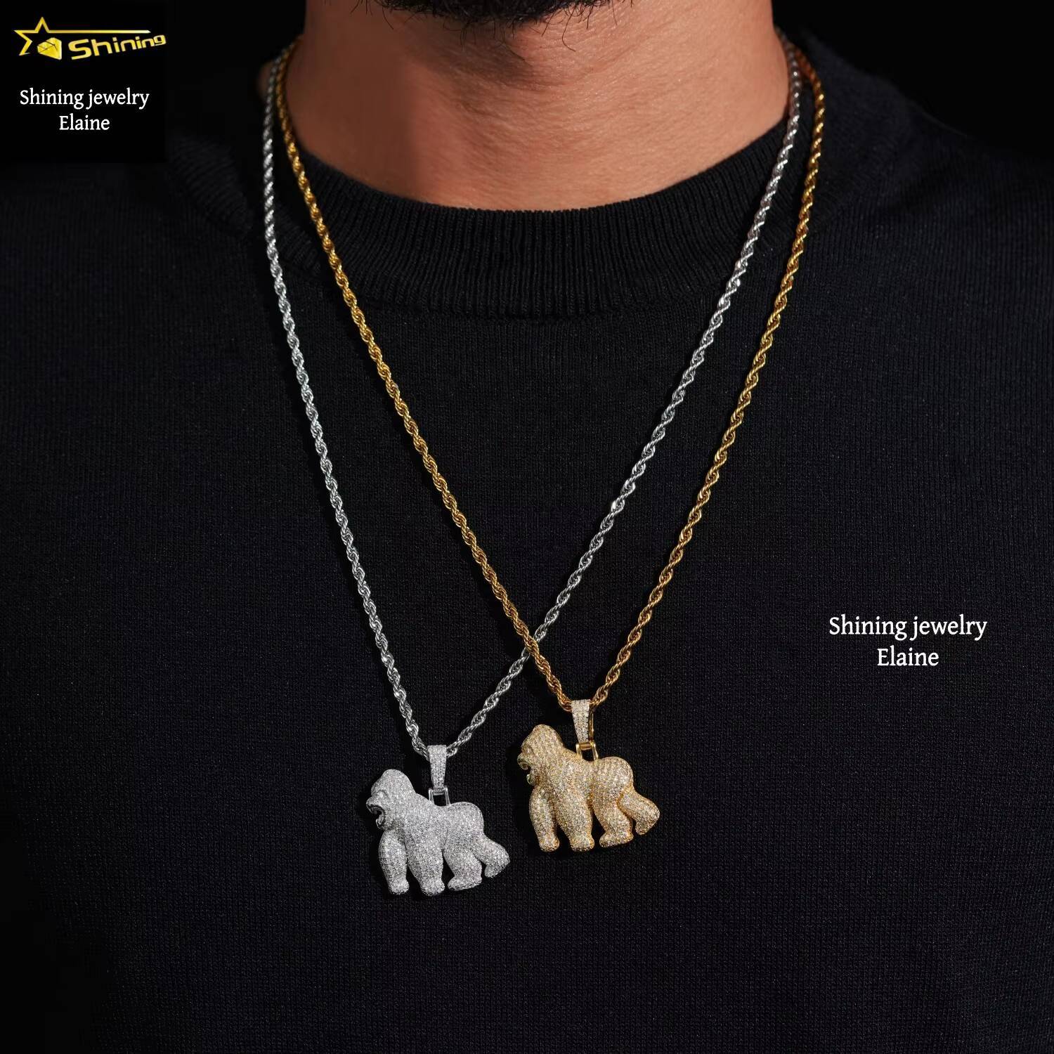 Sterling Silver 925 Iced Out Hip Hop Jewelry Rapper Custom Moissanite Diamond Pendant VVS Moissanite Diamond Pendant