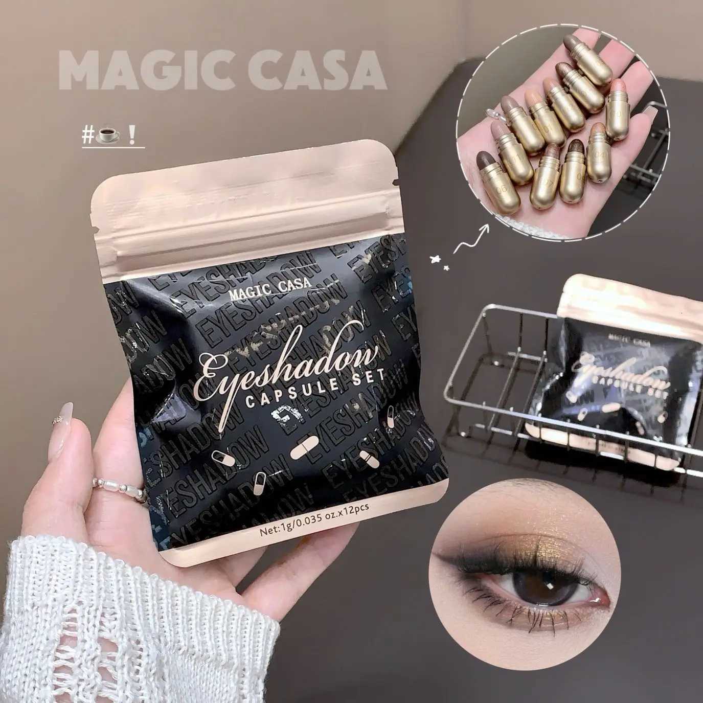 MAGIC CASA 12 Color Capsule Eyeshadow Set Highlighting and Crouching Eyeshadow NonSmudging Eye Contour SetXJ251027