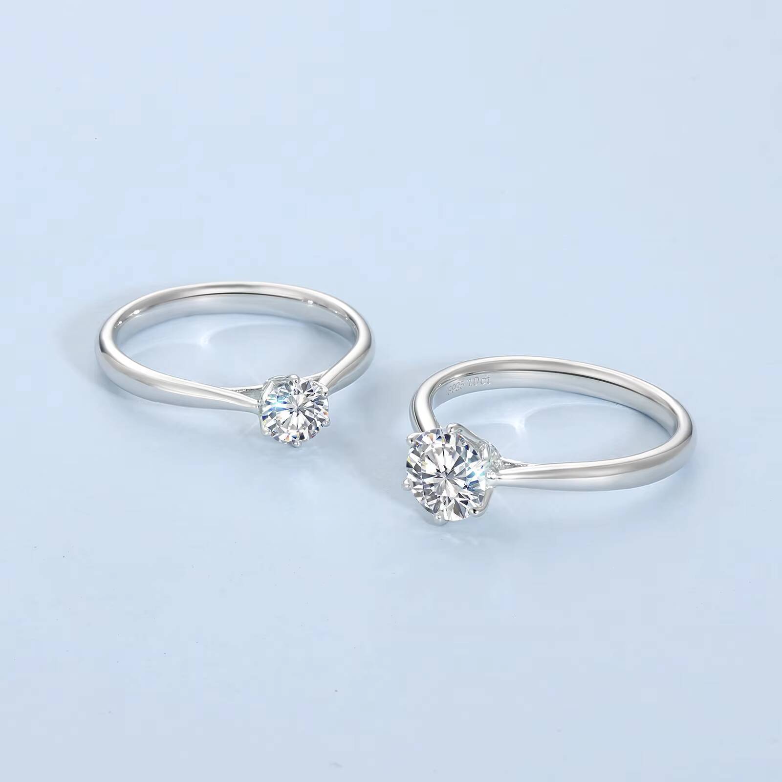 2CT 1CT Luxury Wedding Ring Jewelry White Gold Plated 925 Sterling Silver Moissanite Lab Grown Diamond Engagement Ring for Women