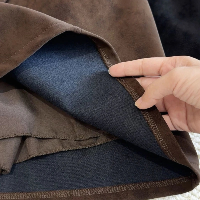 OCEANLOVE Autumn Winter Skirts Woman Solid Aline Korean Fashion Vintage Mini Skirt High Waist Simple Chic Faldas Mujer 251027