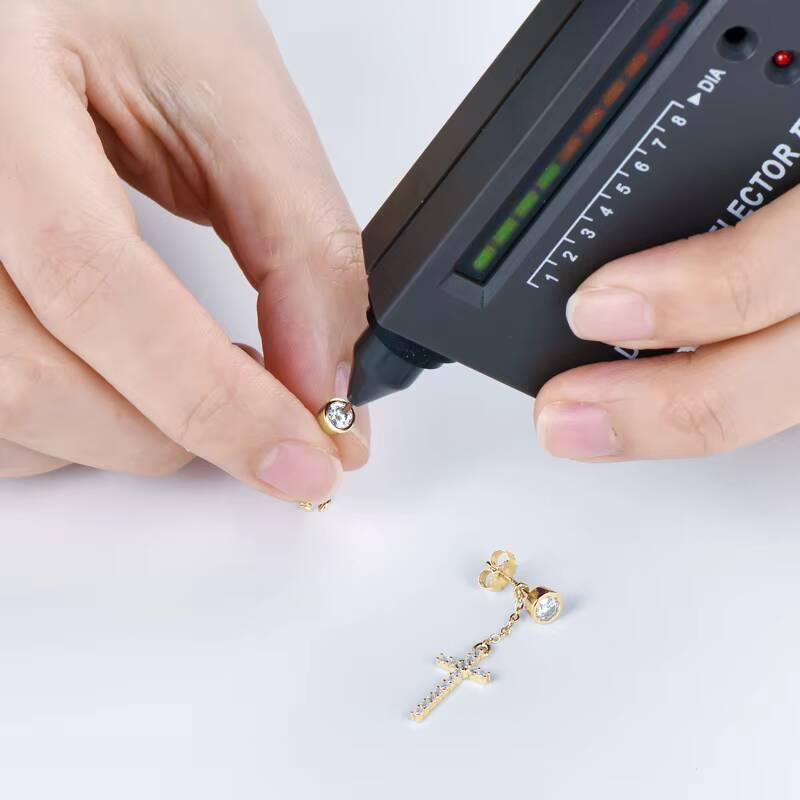 925 Sterling Silver Religion Earrings Bezel Set Round Cut 4mm 030ct Moissanite Tassel Chain Cross Drop Earrings