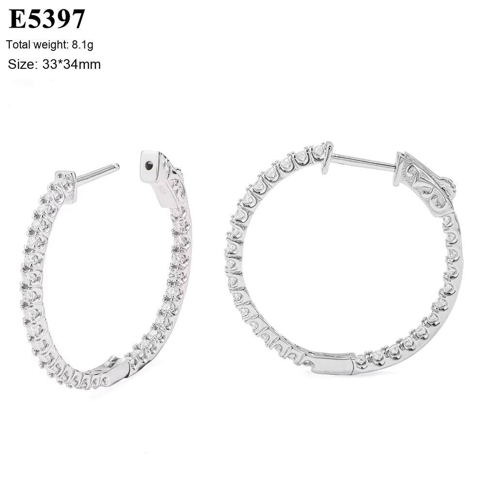 Factory Price Big Hoop Iced Out Moissanite Earrings 925 Sterling Silver Moissanite Diamond Hoop Earrings for Women